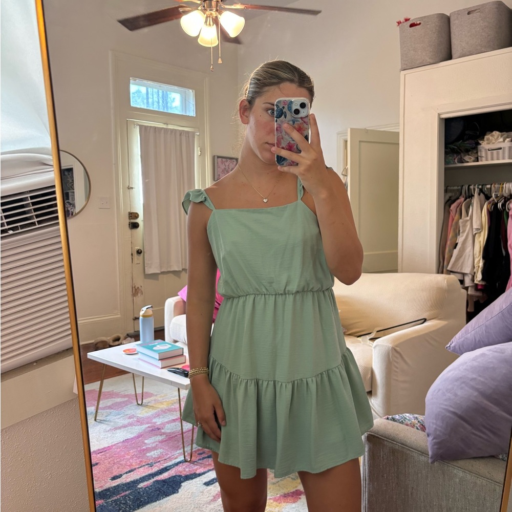 Mint Green Ruffle Dress - Picture 3 of 3